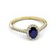 3 - Marnie Desire Oval Cut Blue Sapphire and Diamond Halo Engagement Ring 