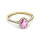 3 - Marnie Desire Oval Cut Pink Sapphire and Diamond Halo Engagement Ring 