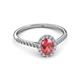 3 - Marnie Desire Oval Cut Pink Tourmaline and Diamond Halo Engagement Ring 