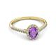 3 - Marnie Desire Oval Cut Amethyst and Diamond Halo Engagement Ring 