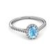 3 - Marnie Desire Oval Cut Blue Topaz and Diamond Halo Engagement Ring 