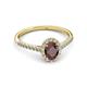 3 - Marnie Desire Oval Cut Red Garnet and Diamond Halo Engagement Ring 