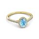 3 - Marnie Desire Oval Cut Blue Topaz and Diamond Halo Engagement Ring 