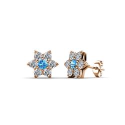 Amora Blue Topaz and Diamond Flower Earrings Blue Topaz and Diamond Womens Flower Earrings ctw K Rose Gold
