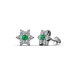 Amora Emerald and Diamond Flower Earrings Emerald and Diamond Womens Flower Earrings ctw K White Gold