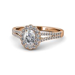 Raisa Desire Oval Cut Diamond Halo Engagement Ring Oval Cut x Diamond Split Shank Womens Halo Engagement Ring ctw K Rose Gold