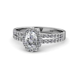 Amaya Desire Oval Cut Diamond Halo Engagement Ring Oval Cut x Diamond Split Shank Womens Halo Engagement Ring ctw K White Gold