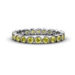 Arria Yellow Diamond Eternity Band Yellow Diamond Bezel Set Milgrain Womens Eternity Ring Stackable ctw K White Gold