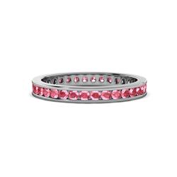 Celina Round Pink Tourmaline Eternity Band Round Pink Tourmaline ctw Channel Set Womens Eternity Ring Stackable K White Gold
