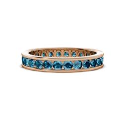 Celina Round Blue Diamond Eternity Band Round Blue Diamond ctw Channel Set Womens Eternity Ring Stackable K Rose Gold
