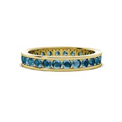 Celina Round London Blue Topaz Eternity Band Round London Blue Topaz ctw Channel Set Womens Eternity Ring Stackable K Yellow Gold