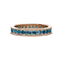 Celina Round London Blue Topaz Eternity Band Round London Blue Topaz ctw Channel Set Womens Eternity Ring Stackable K Rose Gold