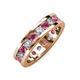 3 - Celina 3.40 mm Round Rhodolite Garnet and Diamond Eternity Band 