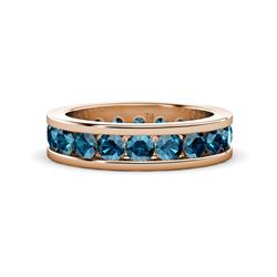 Celina Round Blue Diamond Eternity Band Round Blue Diamond ctw Channel Set Womens Eternity Ring Stackable K Rose Gold