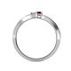 4 - Orane White Sapphire and Red Garnet with Side Diamonds Bypass Ring 