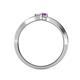 4 - Orane White Sapphire and Amethyst with Side Diamonds Bypass Ring 