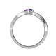 4 - Orane Amethyst and Blue Sapphire with Side Diamonds Bypass Ring 