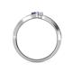 4 - Orane Iolite and White Sapphire with Side Diamonds Bypass Ring 