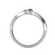 4 - Orane White Sapphire and Emerald with Side Diamonds Bypass Ring 