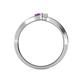 4 - Orane Amethyst and White Sapphire with Side Diamonds Bypass Ring 