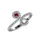 4 - Raene Ruby and White Sapphire with Side Diamonds Bypass Ring 
