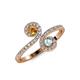 4 - Raene Citrine and Aquamarine with Side Diamonds Bypass Ring 