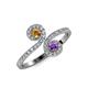 4 - Raene Citrine and Amethyst with Side Diamonds Bypass Ring 