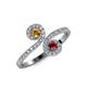 4 - Raene Citrine and Ruby with Side Diamonds Bypass Ring 
