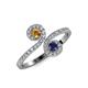 4 - Raene Citrine and Blue Sapphire with Side Diamonds Bypass Ring 