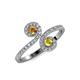 4 - Raene Citrine and Yellow Sapphire with Side Diamonds Bypass Ring 
