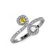 4 - Raene Yellow and White Sapphire with Side Diamonds Bypass Ring 