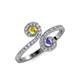 4 - Raene Yellow Sapphire and Tanzanite with Side Diamonds Bypass Ring 