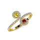 4 - Raene Yellow Sapphire and Ruby with Side Diamonds Bypass Ring 