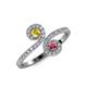 4 - Raene Yellow Sapphire and Rhodolite Garnet with Side Diamonds Bypass Ring 