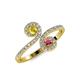 4 - Raene Yellow Sapphire and Rhodolite Garnet with Side Diamonds Bypass Ring 