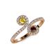 4 - Raene Yellow Sapphire and Red Garnet with Side Diamonds Bypass Ring 