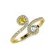 4 - Raene Yellow Sapphire and Aquamarine with Side Diamonds Bypass Ring 