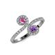 4 - Raene Pink Sapphire and Amethyst with Side Diamonds Bypass Ring 