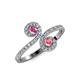 4 - Raene Pink Sapphire and Pink Tourmaline with Side Diamonds Bypass Ring 