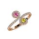 4 - Raene Pink and Yellow Sapphire with Side Diamonds Bypass Ring 
