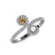 4 - Raene Citrine and White Sapphire with Side Diamonds Bypass Ring 