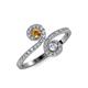 4 - Raene Citrine and Diamond with Side Diamonds Bypass Ring 
