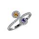 4 - Raene Citrine and Iolite with Side Diamonds Bypass Ring 