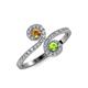 4 - Raene Citrine and Peridot with Side Diamonds Bypass Ring 