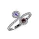 4 - Raene Tanzanite and Red Garnet with Side Diamonds Bypass Ring 