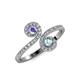4 - Raene Tanzanite and Aquamarine with Side Diamonds Bypass Ring 