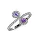 4 - Raene Tanzanite and Amethyst with Side Diamonds Bypass Ring 