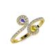 4 - Raene Tanzanite and Yellow Sapphire with Side Diamonds Bypass Ring 