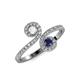 4 - Raene White and Blue Sapphire with Side Diamonds Bypass Ring 