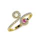 4 - Raene White and Pink Sapphire with Side Diamonds Bypass Ring 